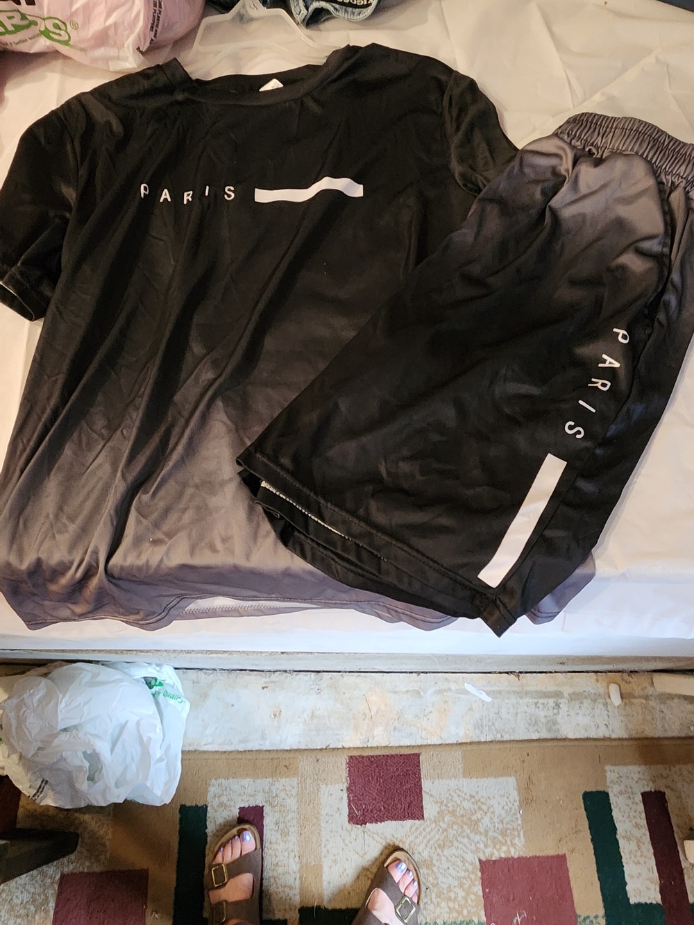 Black 'Paris' Kids Athletic Shorts
